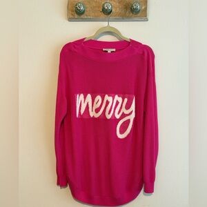 Vibrant Pink 'Merry' Crew Neck Sweater